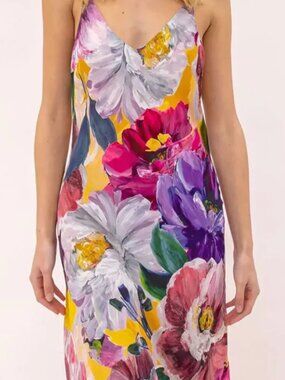 Kachel Elouise for Anthropologie Floral Maxi Slip Dress | Size 12